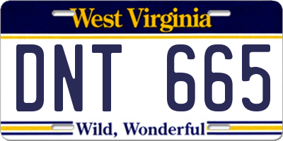 WV license plate DNT665