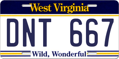 WV license plate DNT667