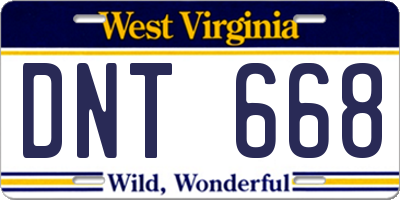 WV license plate DNT668