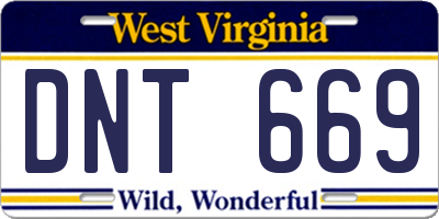 WV license plate DNT669