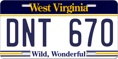WV license plate DNT670