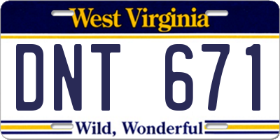 WV license plate DNT671
