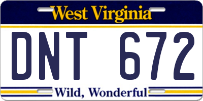 WV license plate DNT672