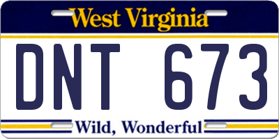 WV license plate DNT673