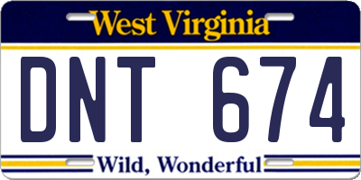 WV license plate DNT674