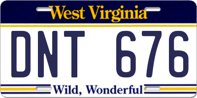 WV license plate DNT676