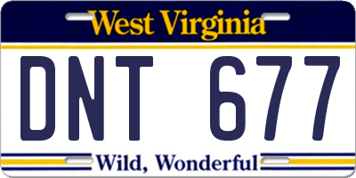 WV license plate DNT677