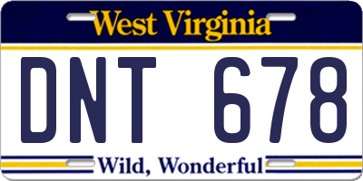 WV license plate DNT678