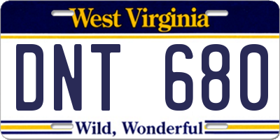 WV license plate DNT680