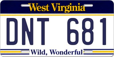 WV license plate DNT681