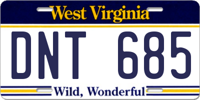 WV license plate DNT685