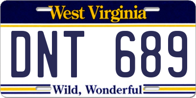 WV license plate DNT689