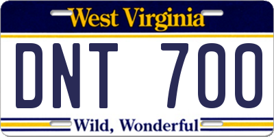 WV license plate DNT700