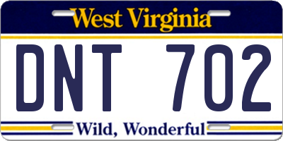 WV license plate DNT702