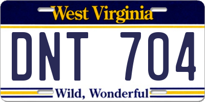 WV license plate DNT704