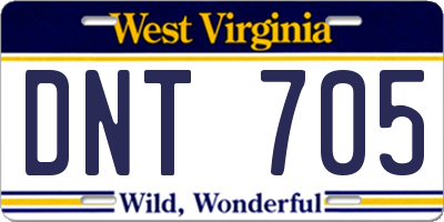 WV license plate DNT705