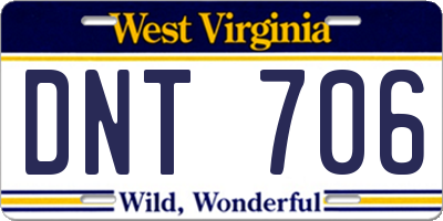 WV license plate DNT706
