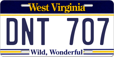 WV license plate DNT707