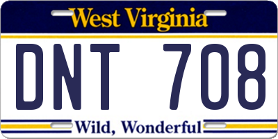WV license plate DNT708