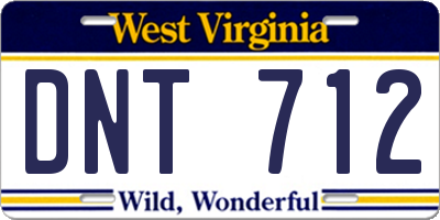 WV license plate DNT712