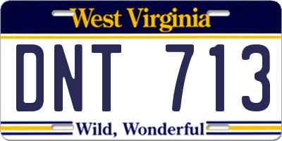 WV license plate DNT713
