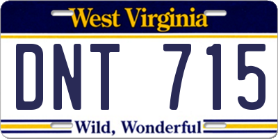 WV license plate DNT715