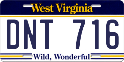 WV license plate DNT716
