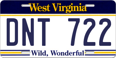 WV license plate DNT722