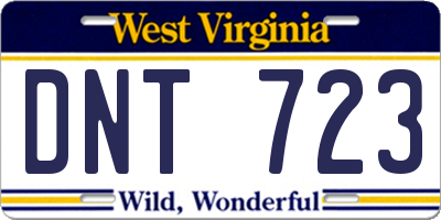 WV license plate DNT723