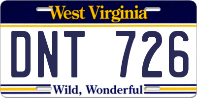 WV license plate DNT726
