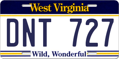 WV license plate DNT727