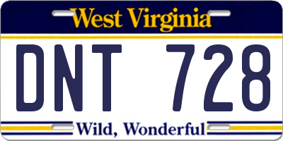 WV license plate DNT728