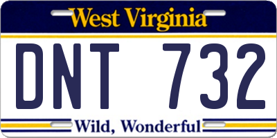 WV license plate DNT732
