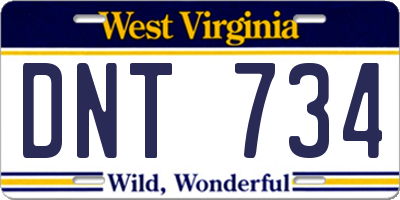 WV license plate DNT734