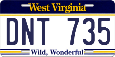 WV license plate DNT735