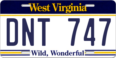 WV license plate DNT747