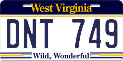WV license plate DNT749