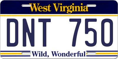 WV license plate DNT750