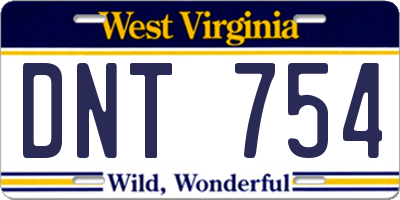 WV license plate DNT754