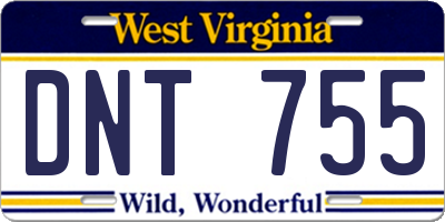 WV license plate DNT755