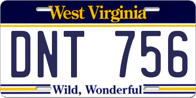WV license plate DNT756