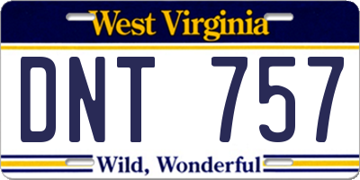 WV license plate DNT757