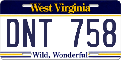 WV license plate DNT758