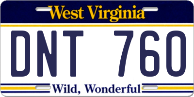 WV license plate DNT760