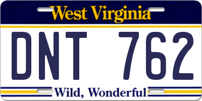 WV license plate DNT762