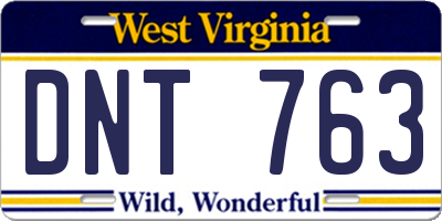 WV license plate DNT763