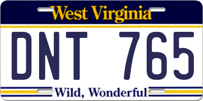 WV license plate DNT765