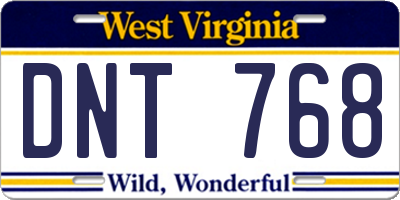 WV license plate DNT768