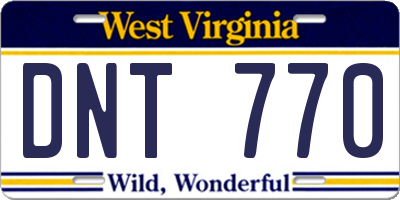 WV license plate DNT770