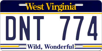 WV license plate DNT774